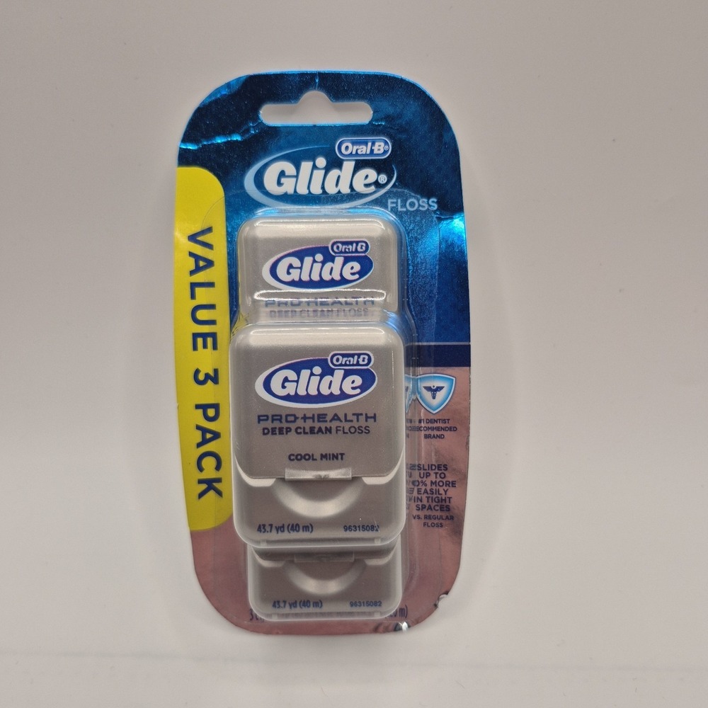 3 Pack Oral B Glide Pro Health Deep Clean Floss Cool Mint 131.2 YD discontinued